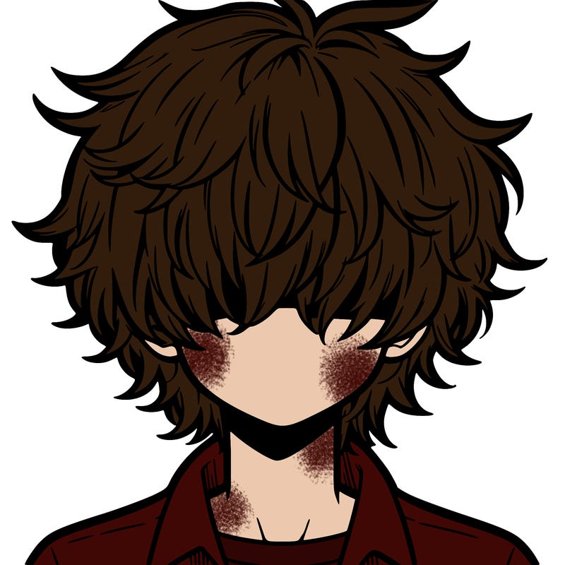 manga boy fluffy hair covering his eyes