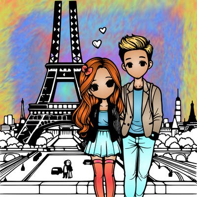 couple infront of eiffel tower