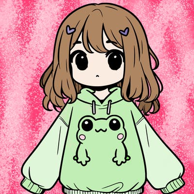 girl wearing frogging sweatshirt