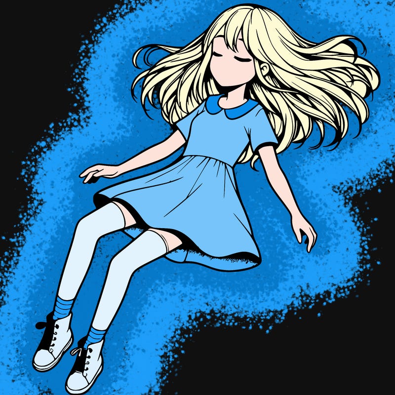 realistic girl floating