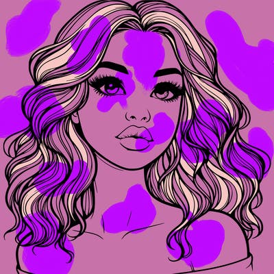 realistic girl with wavy hair and lips