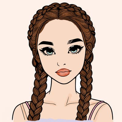 realistic girl with braids