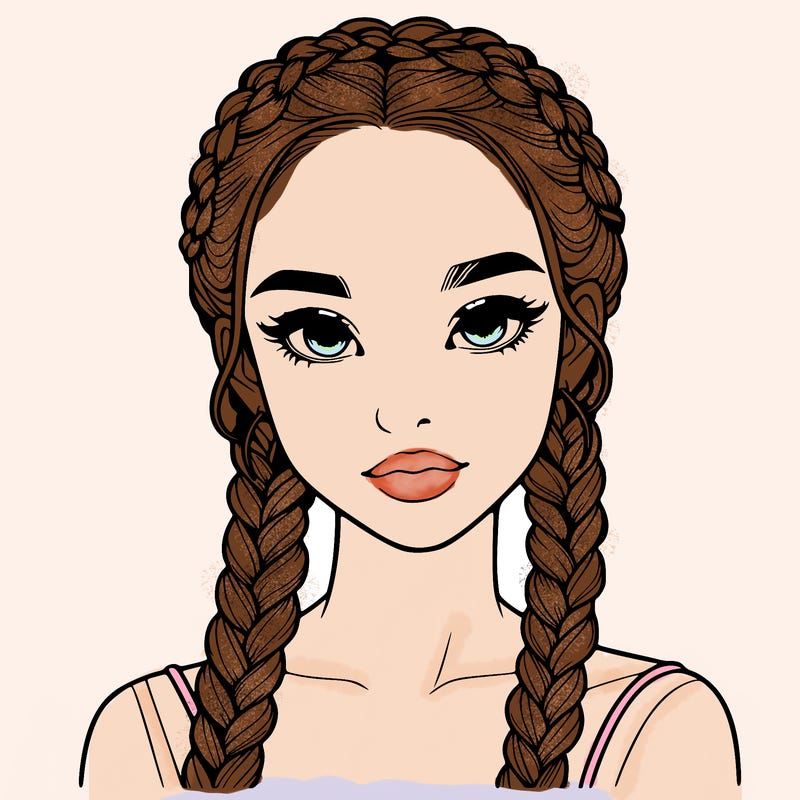 realistic girl with braids