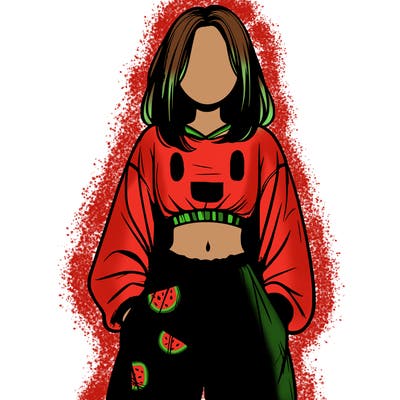 realistic girl faceless with baggy pants and a crop top