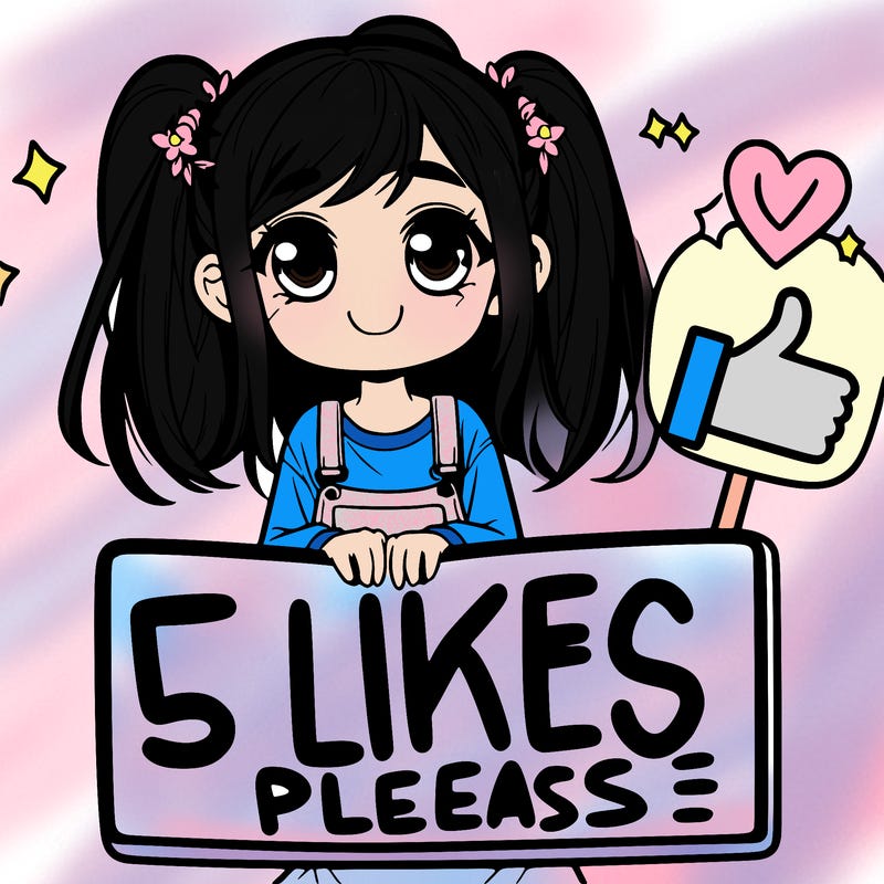 girl holding sign saying 5 likes please