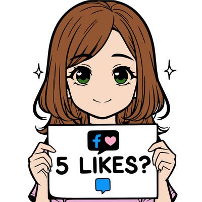 a realistic girl holding a sign saying 5 likes?