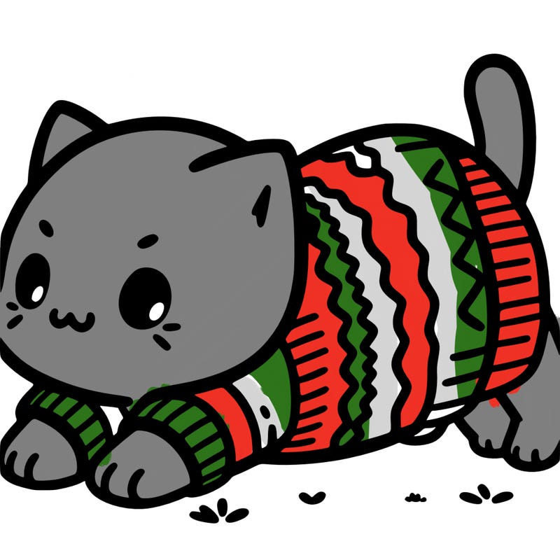 pushed cat with sweater