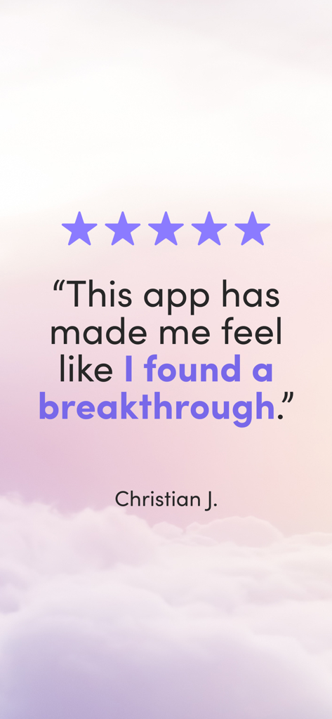 Roundglass Living: Wellbeing - A five star user review for the Roundglass Living Wellbeing app featuring a testimonial quote from Christian J.