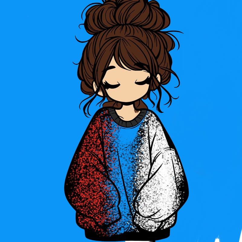 girl with baggy sweatshirt and messy bun