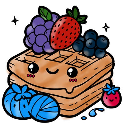 simple waffle with fruit