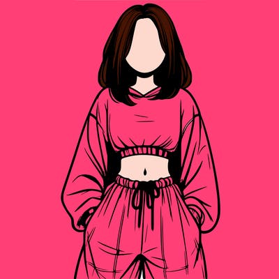 realistic girl faceless with baggy pants and a crop top