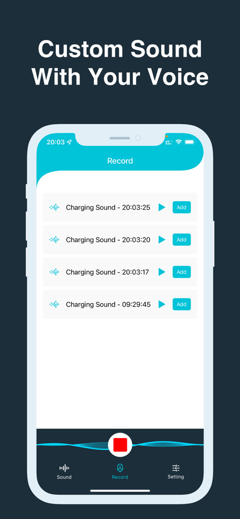 Charging Play - Sound Changer - Interface for recording custom charging sounds using voice