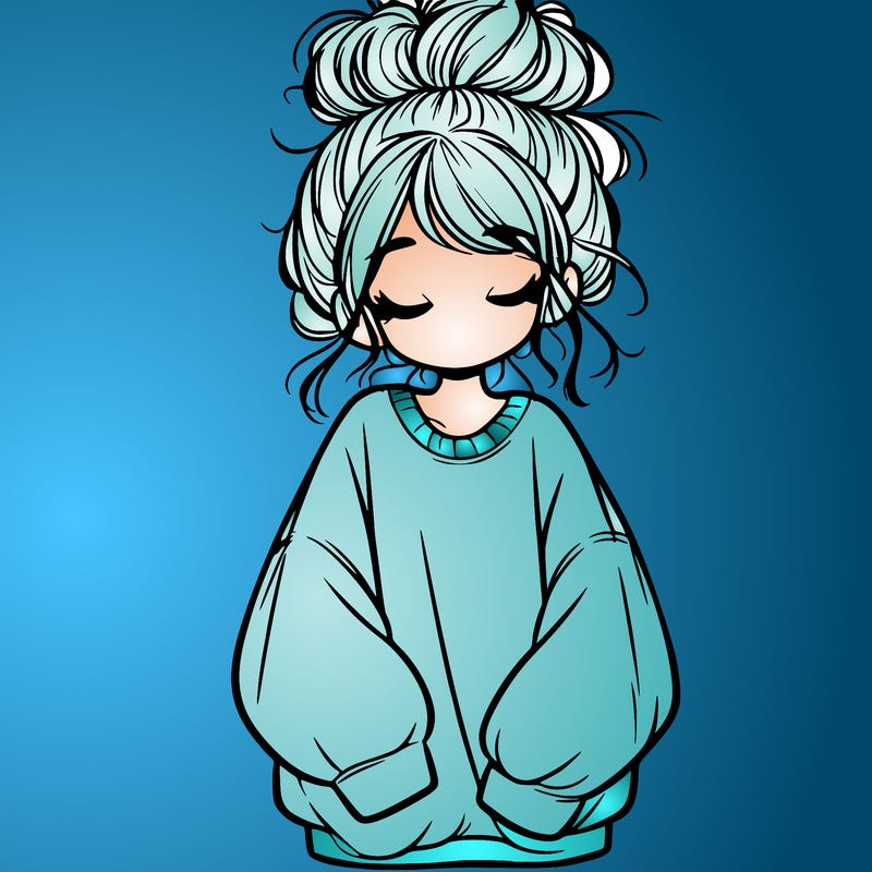 girl with baggy sweatshirt and messy bun