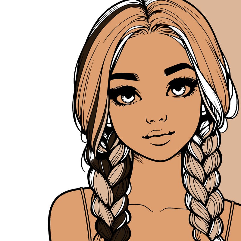 realistic girl with braids