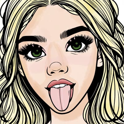 realistic girl with her tongue out