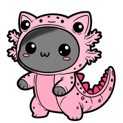 cute cat in axolotl costume