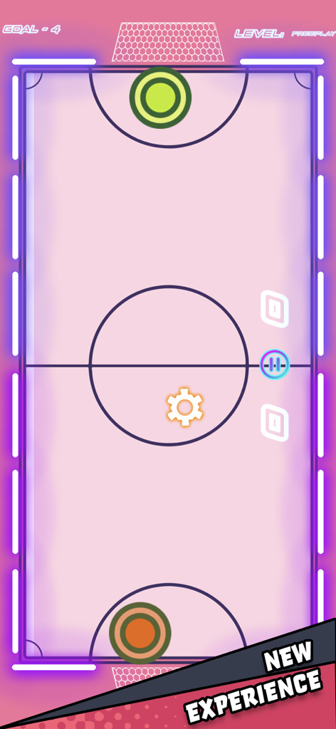 Air Hockey Glow HD Arcade 2D - Neon air hockey table with glowing borders and colorful mallets