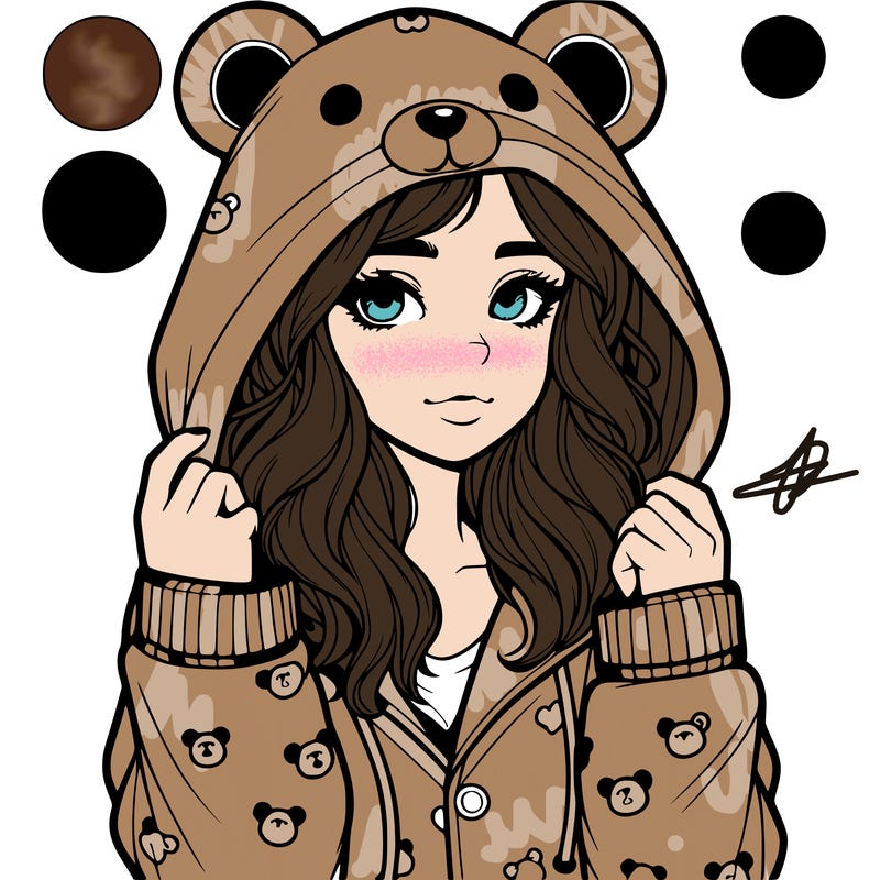 realistic girl in a animal pjs hoodie