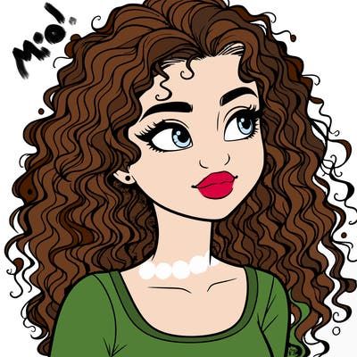 realistic girl with curly hair