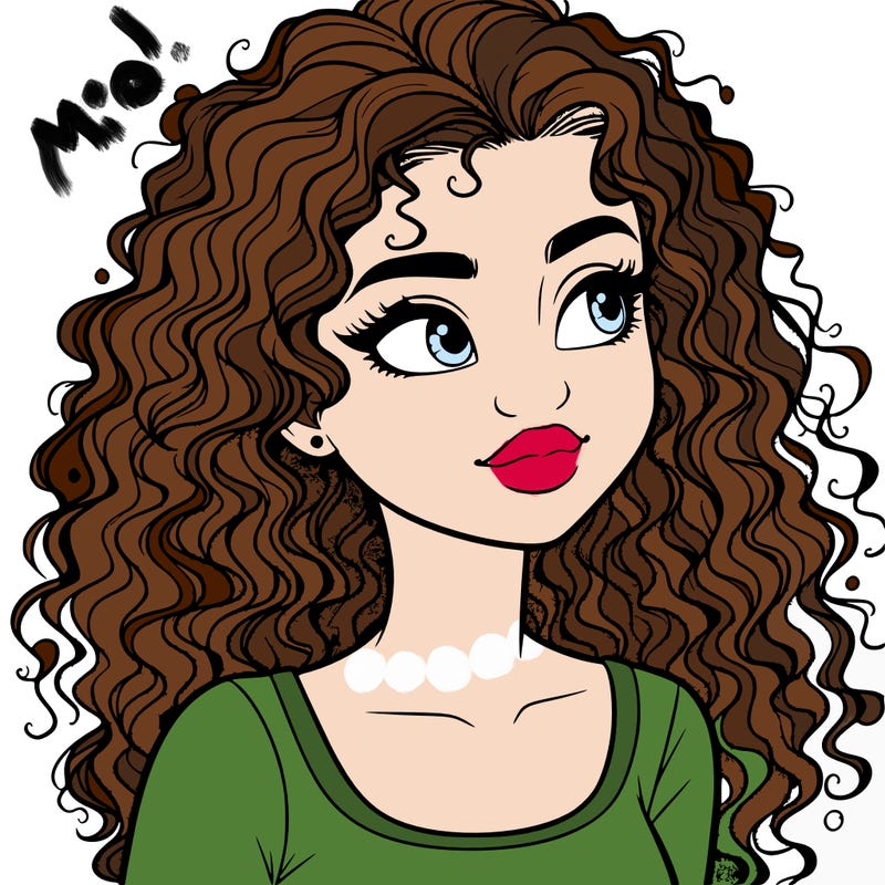 realistic girl with curly hair
