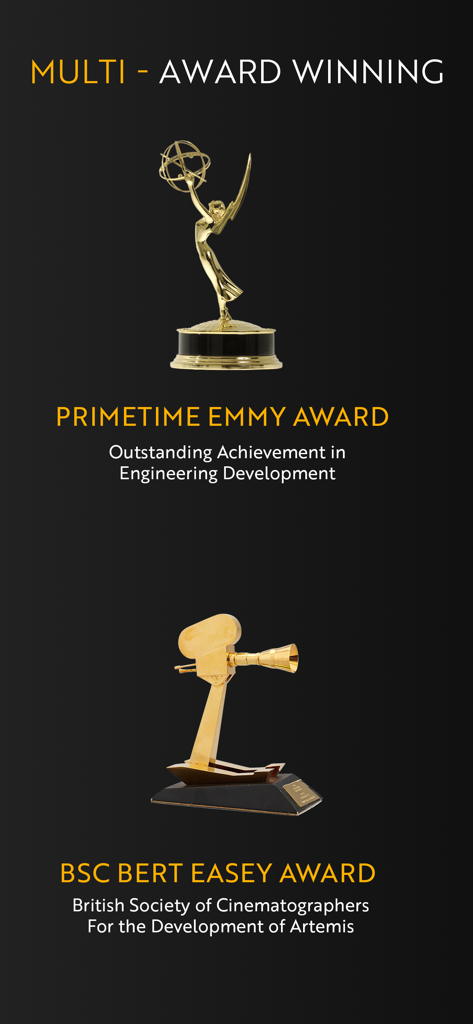 Primetime Emmy and BSC Bert Easey awards won by Artemis Director's Viewfinder for technical achievement