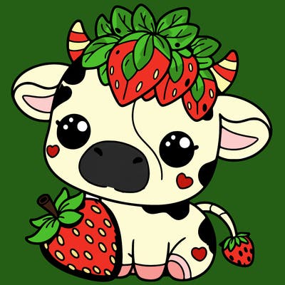 cute strawberry cow