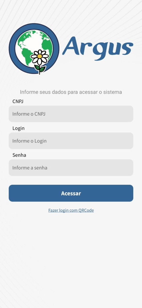 Argus - Login screen of the Argus special education management app showing fields for institutional ID and user credentials.