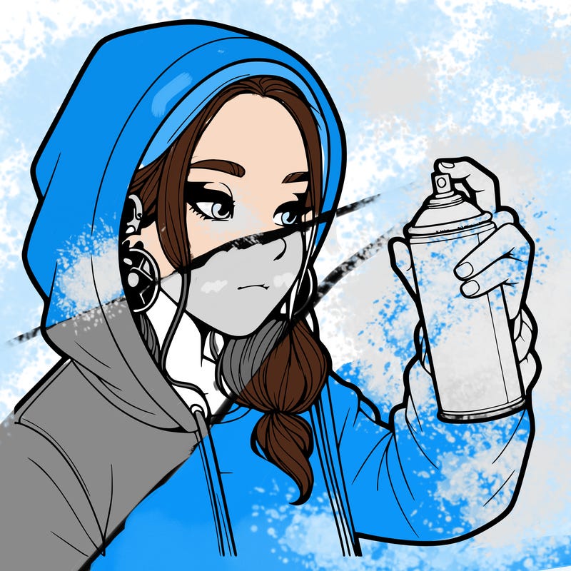 a realistic girl, spray painting