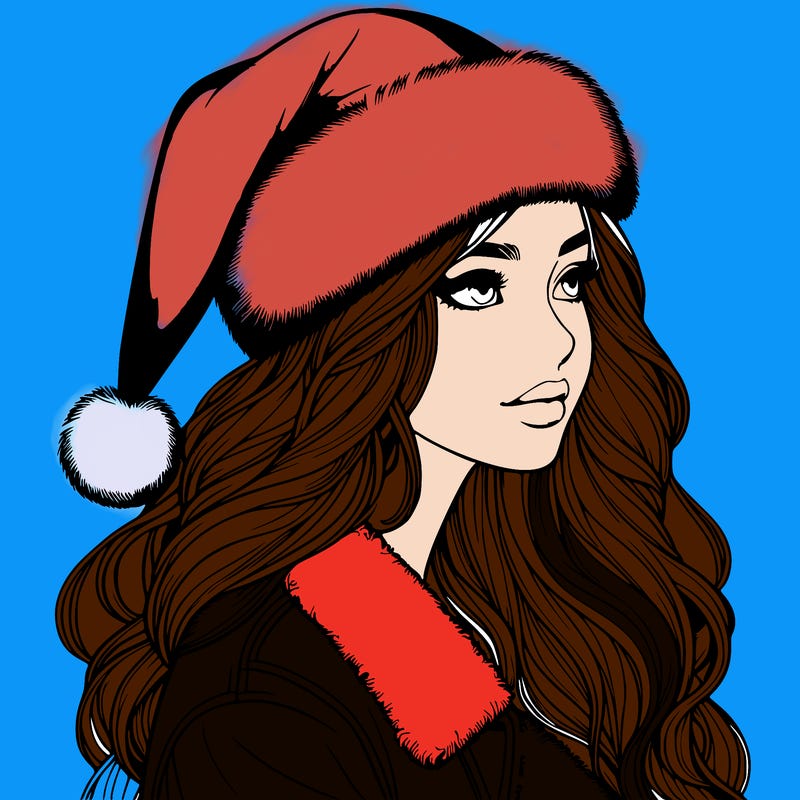 realistic girl in santa hat
