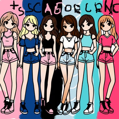 a group of girls wearing crop tops and shorts