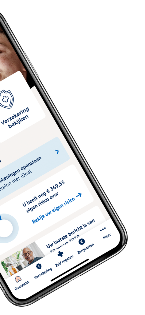 保険控除額のステータスと個人記録を表示するZilveren Kruisアプリのモバイルインターフェイス