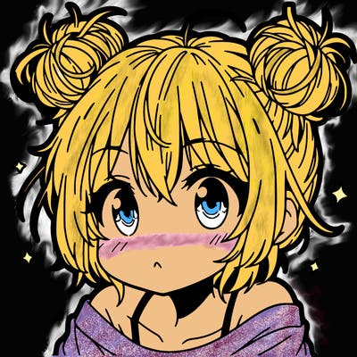 a manga girl with messy small buns