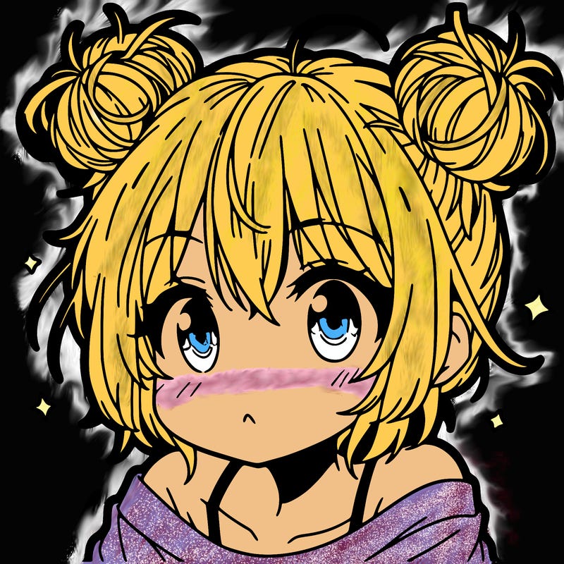 a manga girl with messy small buns