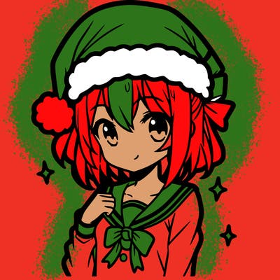 anime girl wearing a santa hat