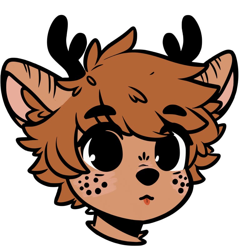 a humanoid deer with soft fluffy ears