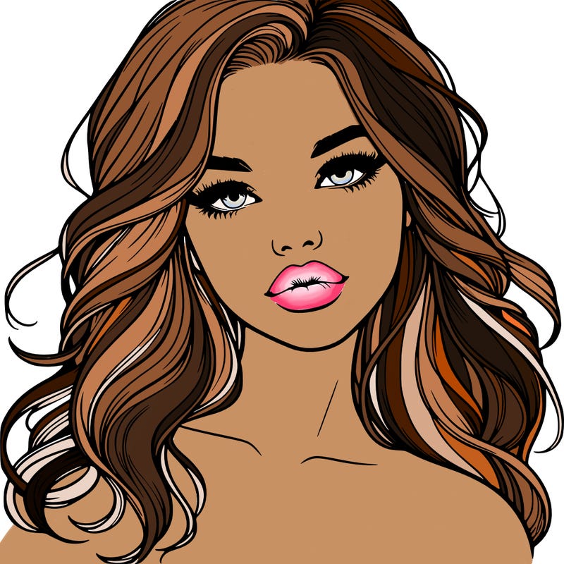 realistic girl with hair and lips