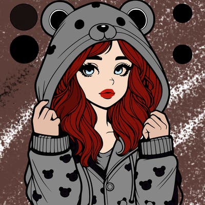realistic girl in a animal pjs hoodie