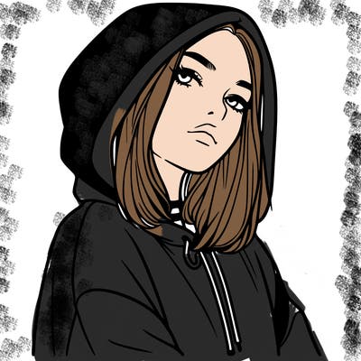 a realistic girl in a hoodie
