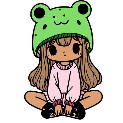 a girl wearing a frog hat and some frog socks