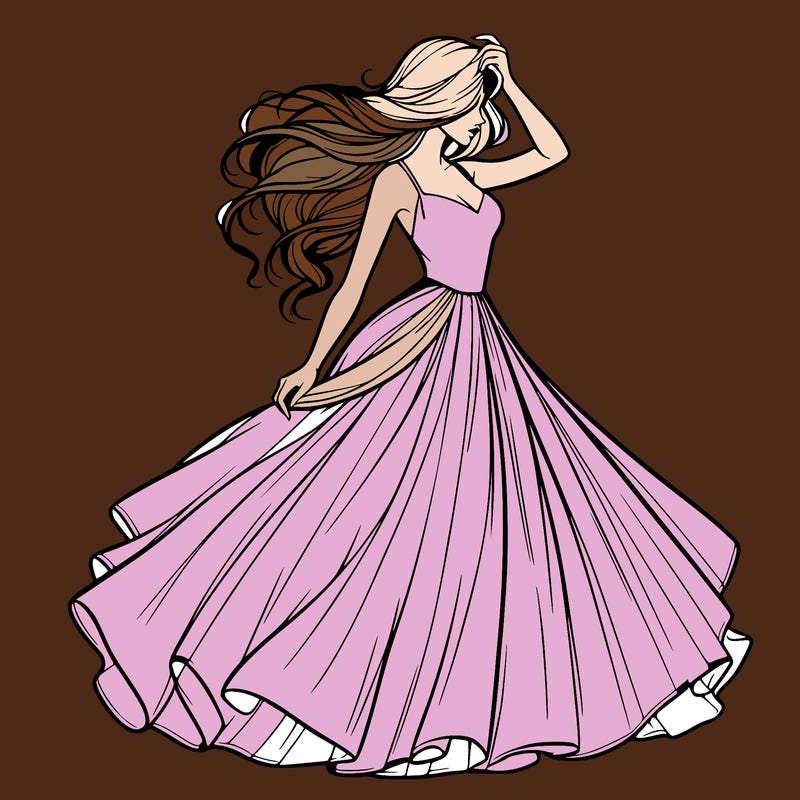 realistic woman with dress flowing in the wind