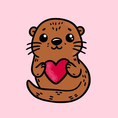 otter with a heart