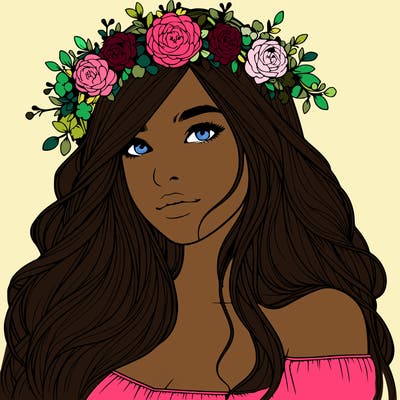 realistic girl with flower crown