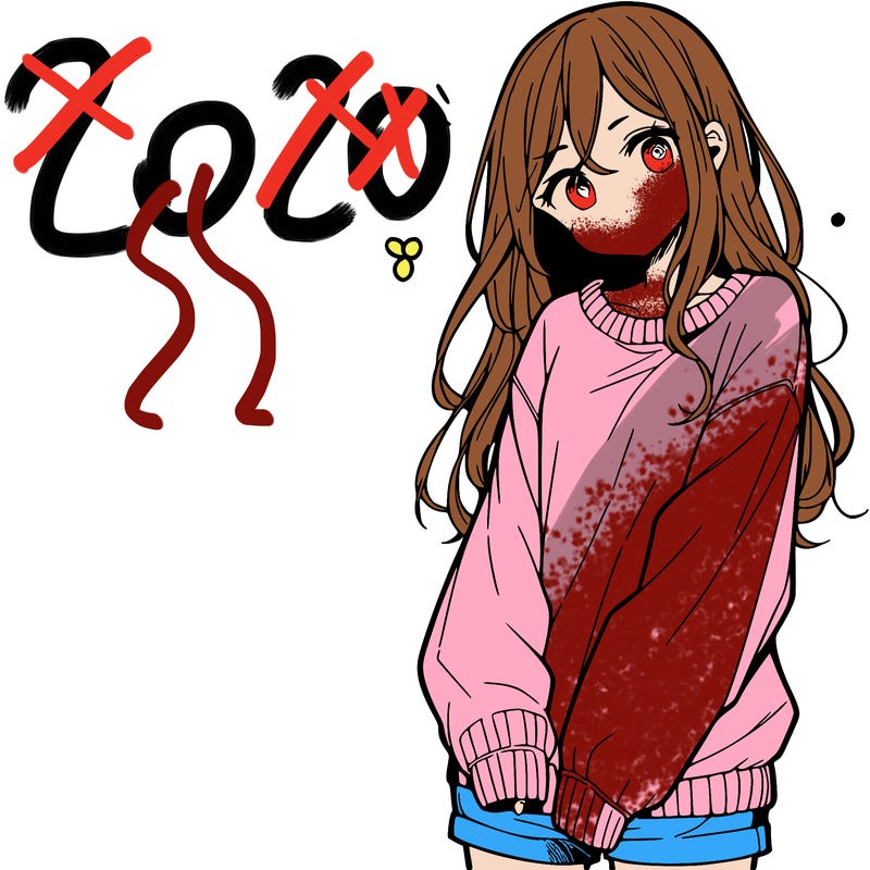 manga teen girl  in a sweater and baggy pants