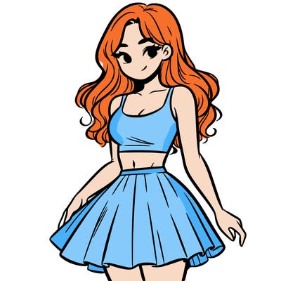 woman in a skirt and crop top