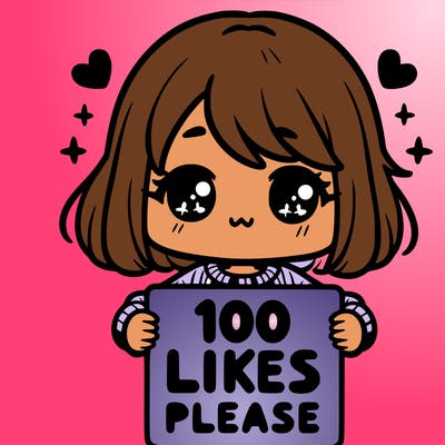 cute girl holding a sign saying 100 likes please
