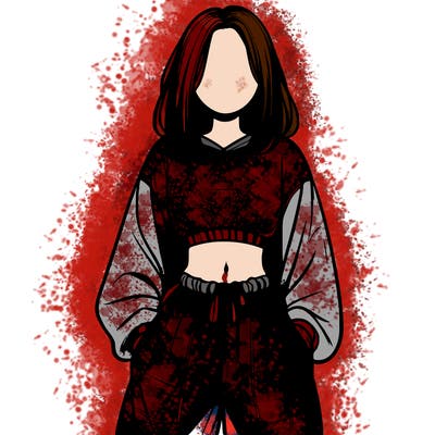 realistic girl faceless with baggy pants and a crop top