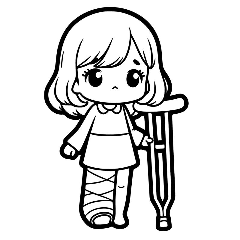 girl with a full leg cast, she’s on crutches