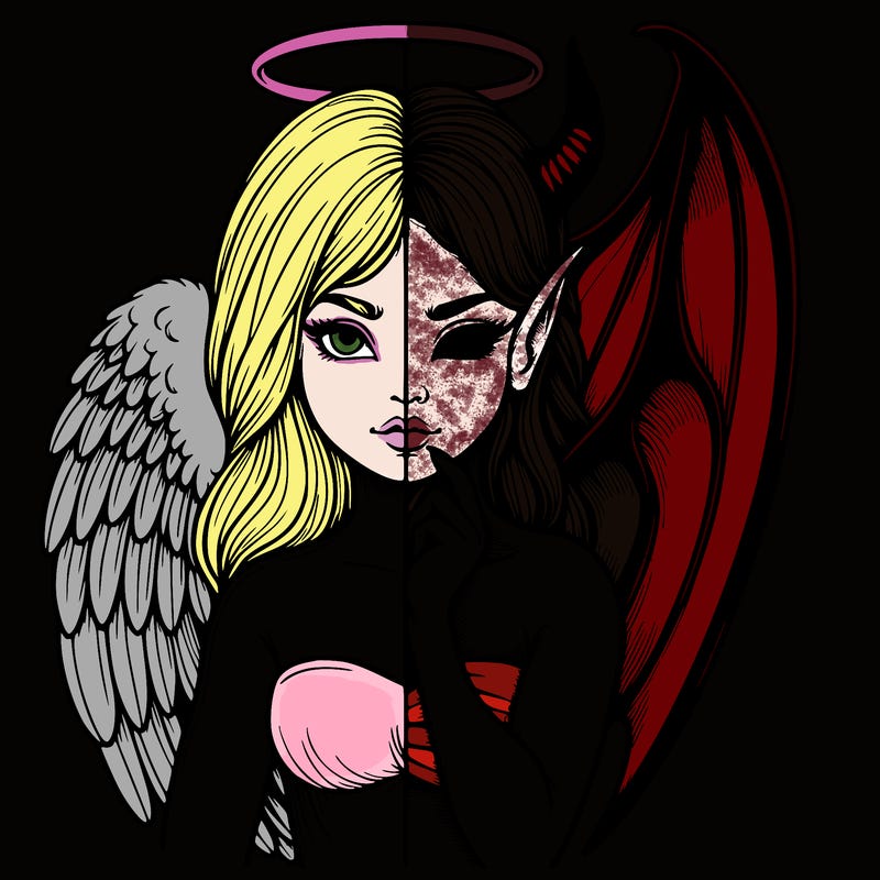 realistic angel half demon