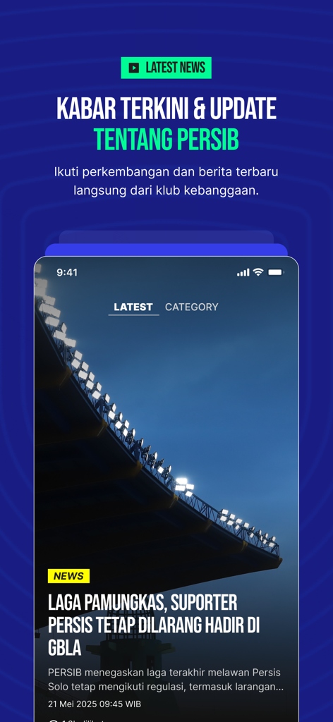 Persib - ペルシブ・バンドン公式モバイルアプリの最新ニュースと更新セクション