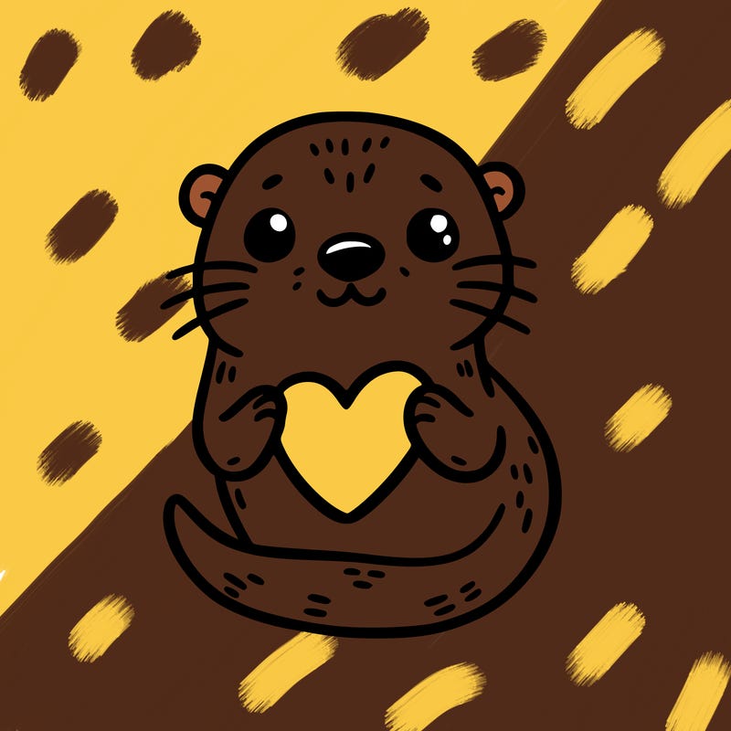 otter with a heart